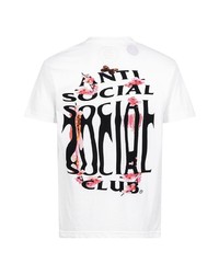 weißes bedrucktes T-Shirt mit einem Rundhalsausschnitt von Anti Social Social Club