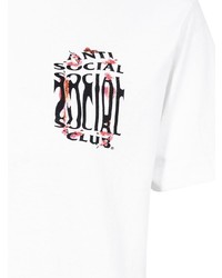 weißes bedrucktes T-Shirt mit einem Rundhalsausschnitt von Anti Social Social Club