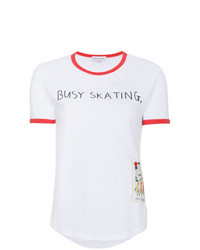 weißes bedrucktes T-Shirt mit einem Rundhalsausschnitt von Mira Mikati