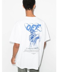 weißes bedrucktes T-Shirt mit einem Rundhalsausschnitt von Off-White