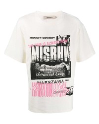 weißes bedrucktes T-Shirt mit einem Rundhalsausschnitt von Misbhv