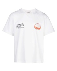 weißes bedrucktes T-Shirt mit einem Rundhalsausschnitt von Misbhv