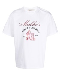 weißes bedrucktes T-Shirt mit einem Rundhalsausschnitt von Misbhv