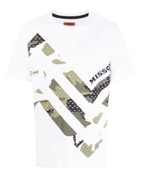 weißes bedrucktes T-Shirt mit einem Rundhalsausschnitt von Missoni