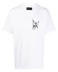 weißes bedrucktes T-Shirt mit einem Rundhalsausschnitt von MJB Marc Jacques Burton