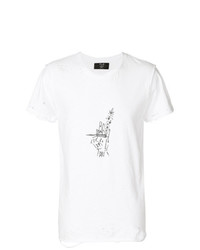 weißes bedrucktes T-Shirt mit einem Rundhalsausschnitt von Mjb
