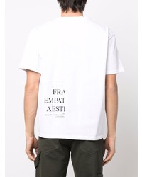 weißes bedrucktes T-Shirt mit einem Rundhalsausschnitt von Frame