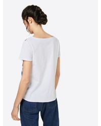 weißes bedrucktes T-Shirt mit einem Rundhalsausschnitt von MONARI