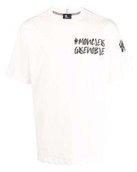 weißes bedrucktes T-Shirt mit einem Rundhalsausschnitt von MONCLER GRENOBLE