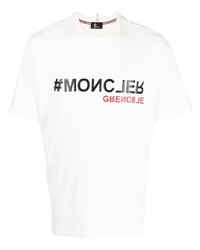 weißes bedrucktes T-Shirt mit einem Rundhalsausschnitt von MONCLER GRENOBLE