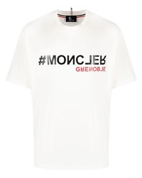 weißes bedrucktes T-Shirt mit einem Rundhalsausschnitt von MONCLER GRENOBLE