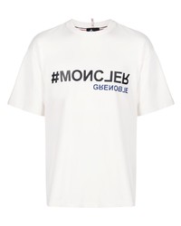 weißes bedrucktes T-Shirt mit einem Rundhalsausschnitt von MONCLER GRENOBLE