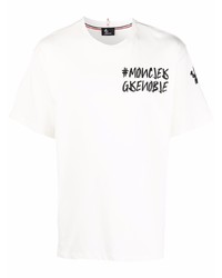 weißes bedrucktes T-Shirt mit einem Rundhalsausschnitt von Moncler