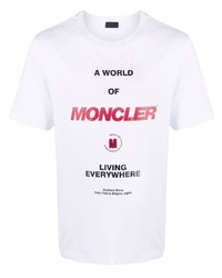 weißes bedrucktes T-Shirt mit einem Rundhalsausschnitt von Moncler