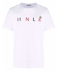 weißes bedrucktes T-Shirt mit einem Rundhalsausschnitt von Moncler