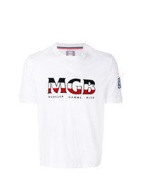 weißes bedrucktes T-Shirt mit einem Rundhalsausschnitt von Moncler