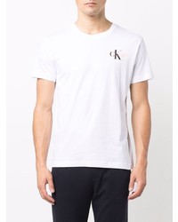 weißes bedrucktes T-Shirt mit einem Rundhalsausschnitt von Calvin Klein Jeans