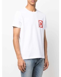 weißes bedrucktes T-Shirt mit einem Rundhalsausschnitt von Dondup