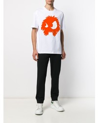 weißes bedrucktes T-Shirt mit einem Rundhalsausschnitt von McQ Alexander McQueen