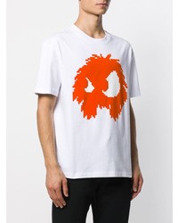 weißes bedrucktes T-Shirt mit einem Rundhalsausschnitt von McQ Alexander McQueen