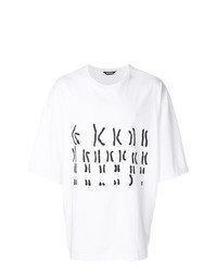weißes bedrucktes T-Shirt mit einem Rundhalsausschnitt von Moohong