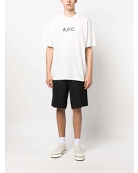 weißes bedrucktes T-Shirt mit einem Rundhalsausschnitt von A.P.C.