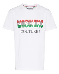 weißes bedrucktes T-Shirt mit einem Rundhalsausschnitt von Moschino