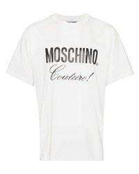 weißes bedrucktes T-Shirt mit einem Rundhalsausschnitt von Moschino