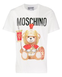 weißes bedrucktes T-Shirt mit einem Rundhalsausschnitt von Moschino