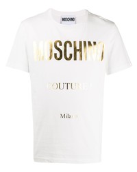 weißes bedrucktes T-Shirt mit einem Rundhalsausschnitt von Moschino