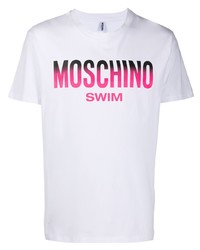 weißes bedrucktes T-Shirt mit einem Rundhalsausschnitt von Moschino