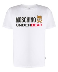 weißes bedrucktes T-Shirt mit einem Rundhalsausschnitt von Moschino