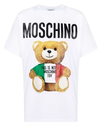 weißes bedrucktes T-Shirt mit einem Rundhalsausschnitt von Moschino