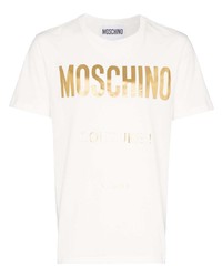 weißes bedrucktes T-Shirt mit einem Rundhalsausschnitt von Moschino