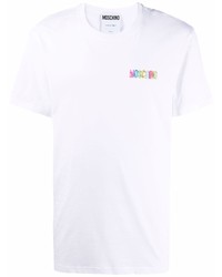 weißes bedrucktes T-Shirt mit einem Rundhalsausschnitt von Moschino