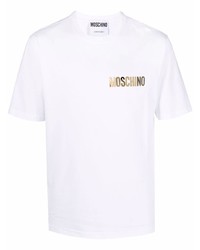 weißes bedrucktes T-Shirt mit einem Rundhalsausschnitt von Moschino