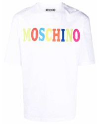 weißes bedrucktes T-Shirt mit einem Rundhalsausschnitt von Moschino