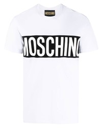 weißes bedrucktes T-Shirt mit einem Rundhalsausschnitt von Moschino