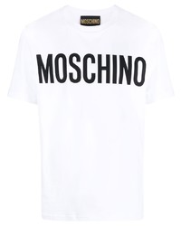 weißes bedrucktes T-Shirt mit einem Rundhalsausschnitt von Moschino