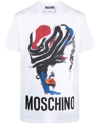 weißes bedrucktes T-Shirt mit einem Rundhalsausschnitt von Moschino