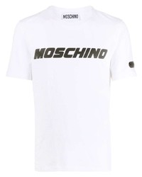 weißes bedrucktes T-Shirt mit einem Rundhalsausschnitt von Moschino