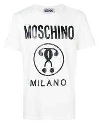 weißes bedrucktes T-Shirt mit einem Rundhalsausschnitt von Moschino