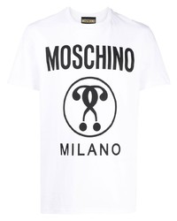 weißes bedrucktes T-Shirt mit einem Rundhalsausschnitt von Moschino