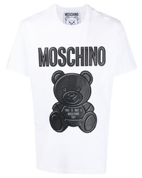 weißes bedrucktes T-Shirt mit einem Rundhalsausschnitt von Moschino