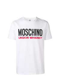 weißes bedrucktes T-Shirt mit einem Rundhalsausschnitt von Moschino