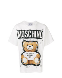 weißes bedrucktes T-Shirt mit einem Rundhalsausschnitt von Moschino