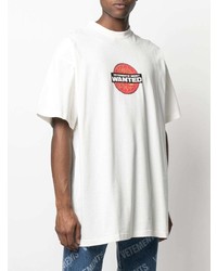 weißes bedrucktes T-Shirt mit einem Rundhalsausschnitt von Vetements