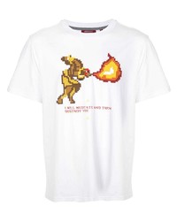 weißes bedrucktes T-Shirt mit einem Rundhalsausschnitt von Mostly Heard Rarely Seen 8-Bit