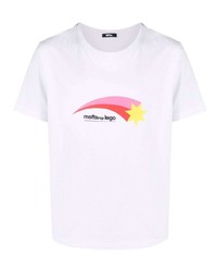 weißes bedrucktes T-Shirt mit einem Rundhalsausschnitt von MSFTSrep