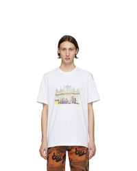 weißes bedrucktes T-Shirt mit einem Rundhalsausschnitt von MSGM